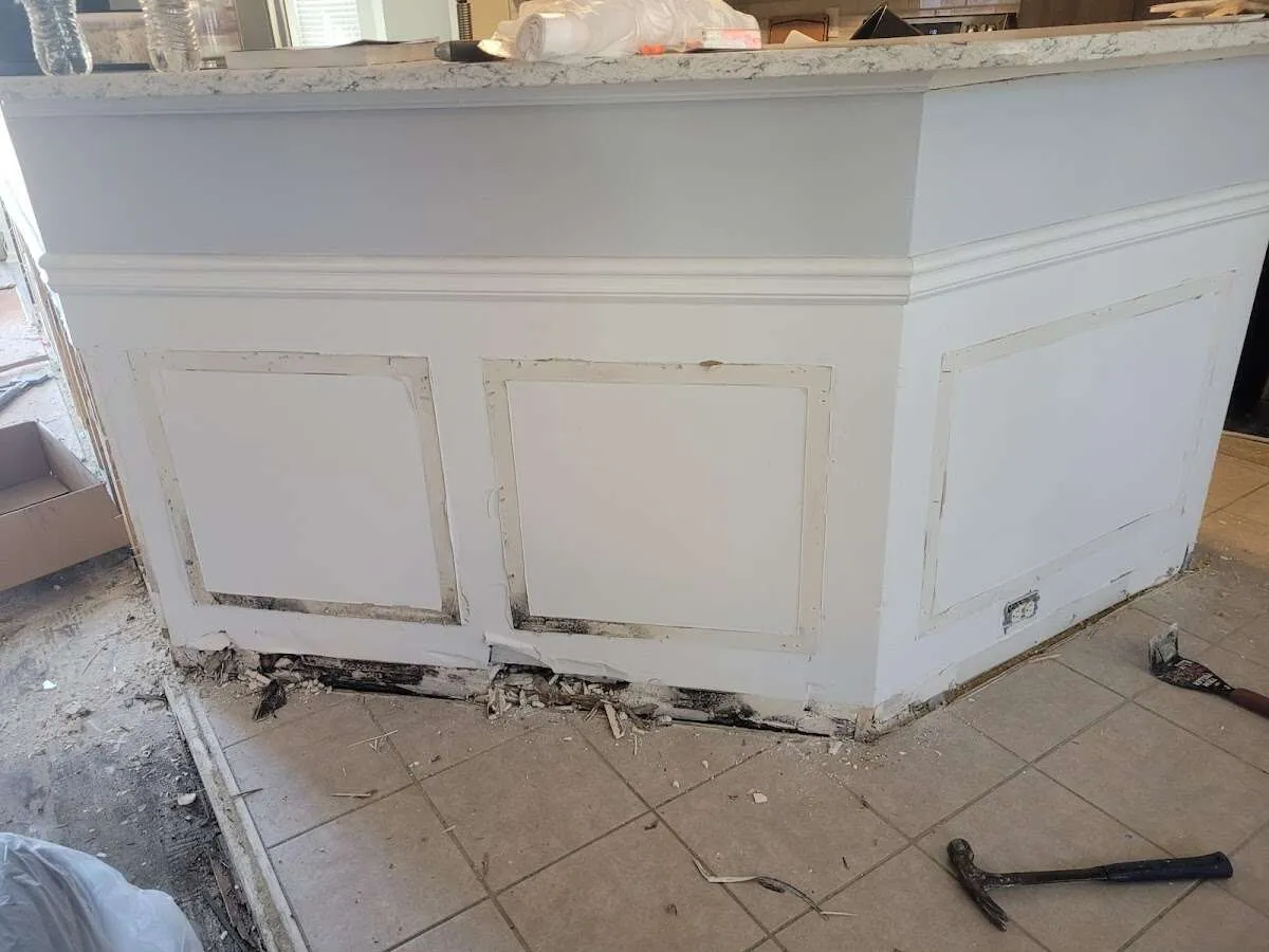 Water damage and mold on kitchen during Storm Damage Restoration in Eureka